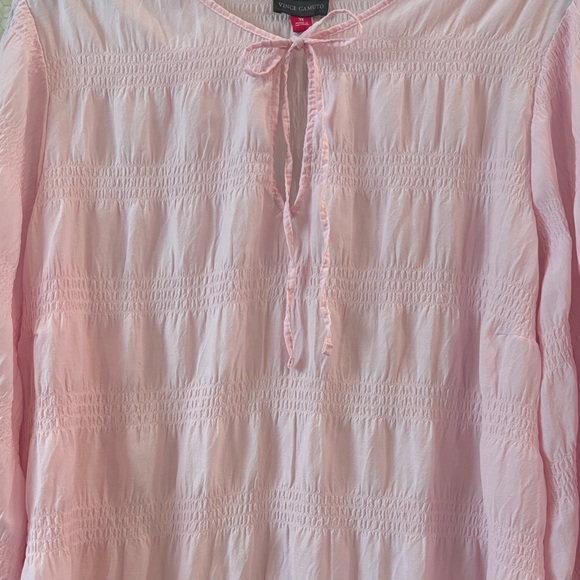 Vince Camuto Pink Smocked Blouse Puff Sleeve Textured Lightweight Top Size 3X - Picture 9 of 13